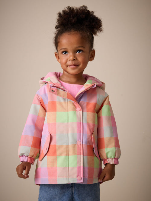 Bright Check Waterproof Printed Fleece Line Coat (6mths-7yrs)