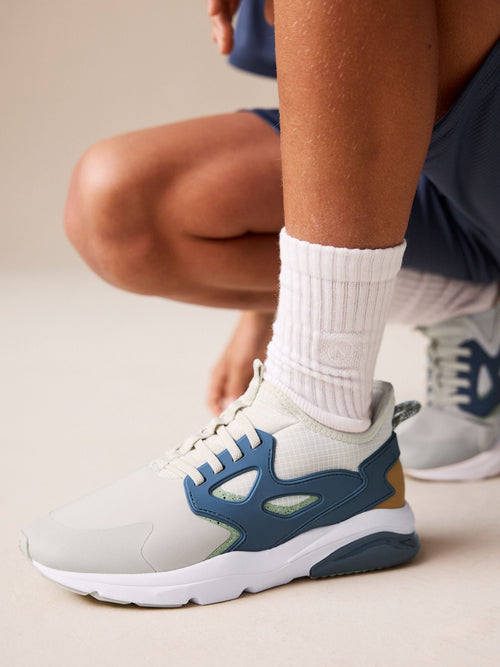 Neutral Colourblock Standard Fit (F) Elastic Lace Trainers