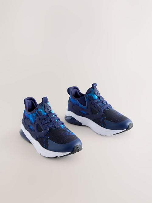 Blue Galaxy Standard Fit (F) Elastic Lace Trainers