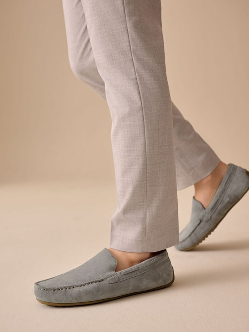 Grey Suede Loafers