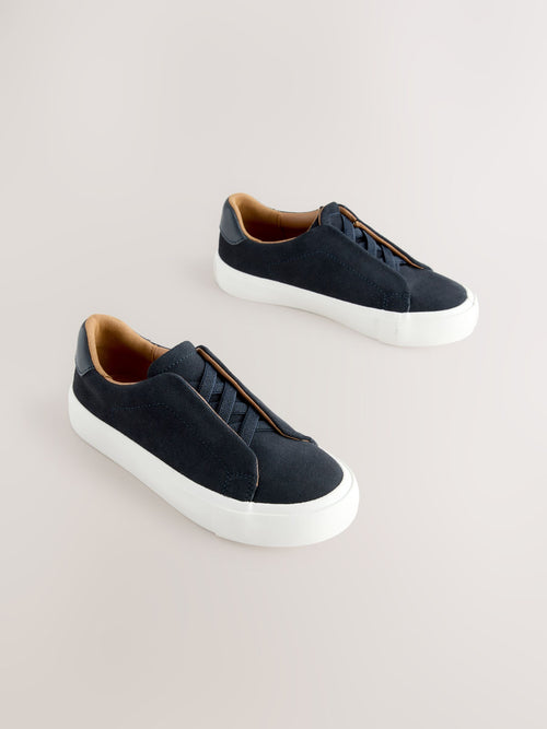 Navy Standard Fit (F) Elastic Lace Smart Trainers