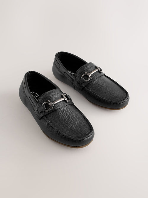 Black Leather Snaffle Standard Fit (F) Loafers