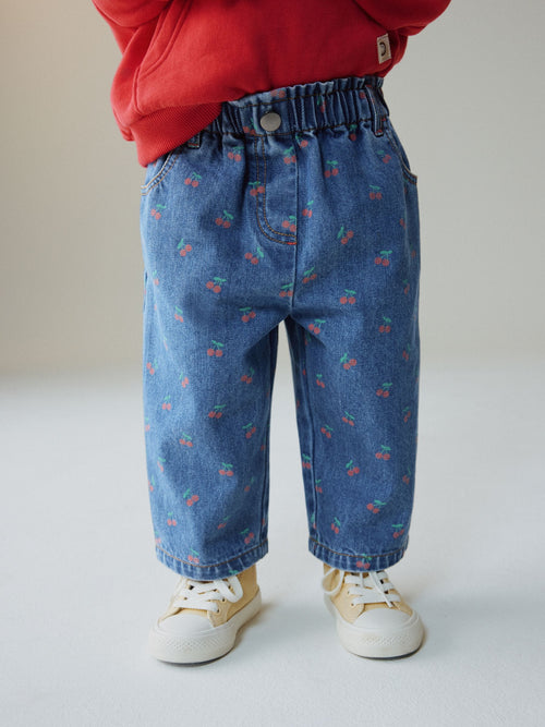 Cherry Print Wide Leg Jeans (3mths-7yrs)