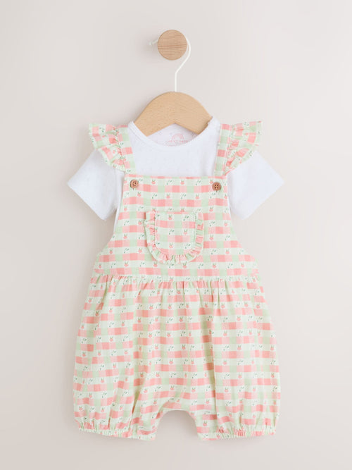 Pink Check Baby Dungarees and Bodysuits Set 2 Piece (0mths-2yrs)