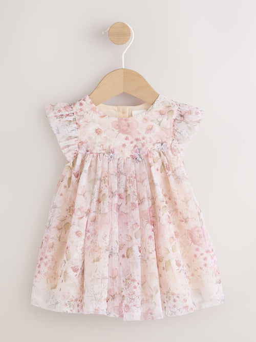 Pink Floral Baby Mesh Dress (0mths-2yrs)