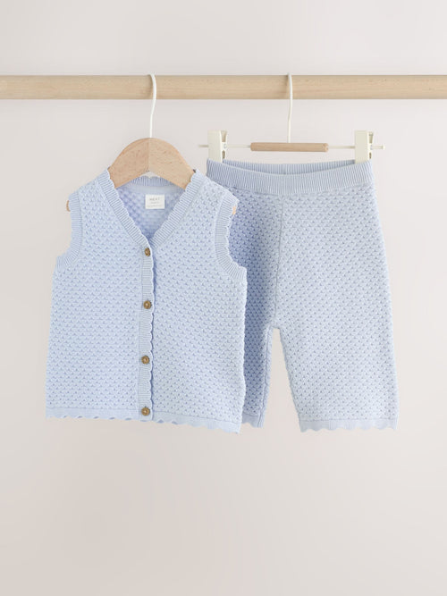 Blue Baby Knitted Top and Leggings Set 2 Piece (0mths-2yrs)