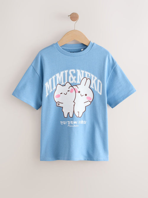 Blue Mimi & Neko Graphic Print T-Shirt (3-16yrs)