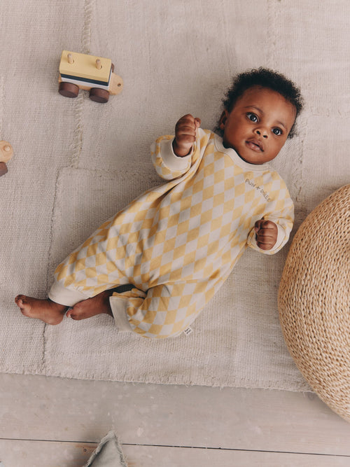 Yellow Harlequin Baby Sweat Romper (0mths-3yrs)