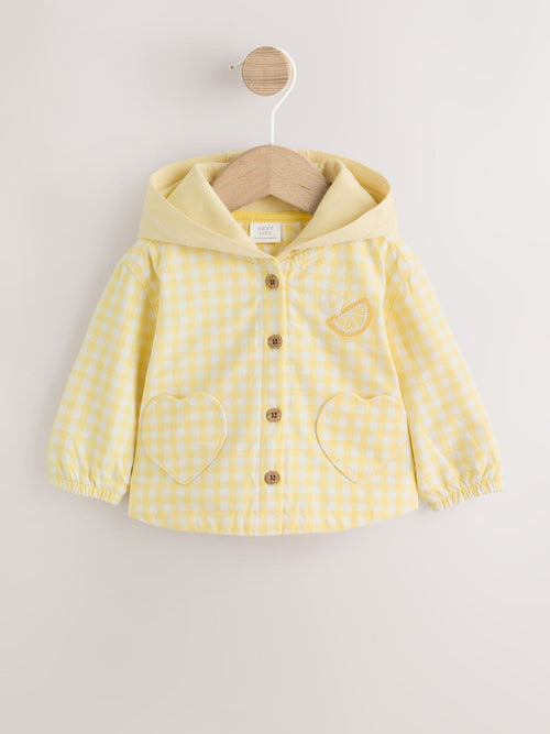 Yellow Gingham Lemon Embroidered Baby Hooded Jacket (0mths-2yrs)