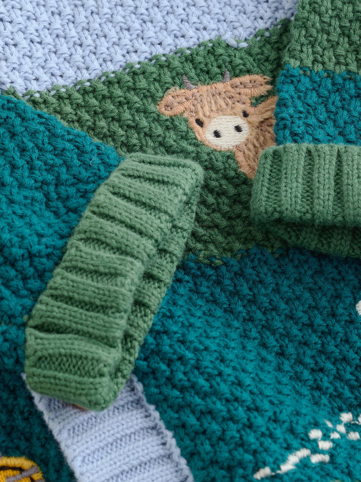 Blue/Green Baby Embroidered Cardigan (0mths-2yrs)