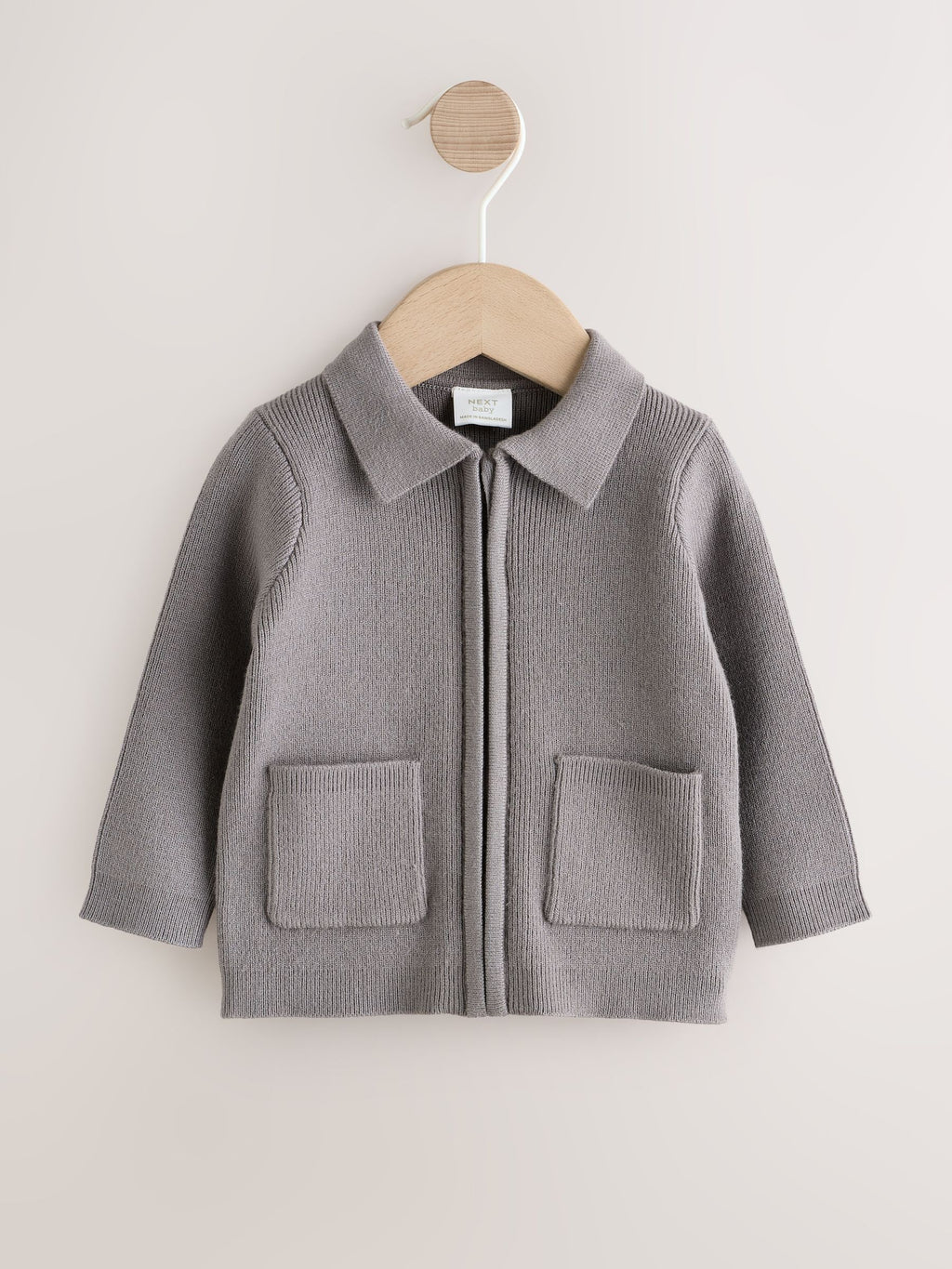 Charcoal Grey Zip front knitted Shacket (0mths-2yrs)