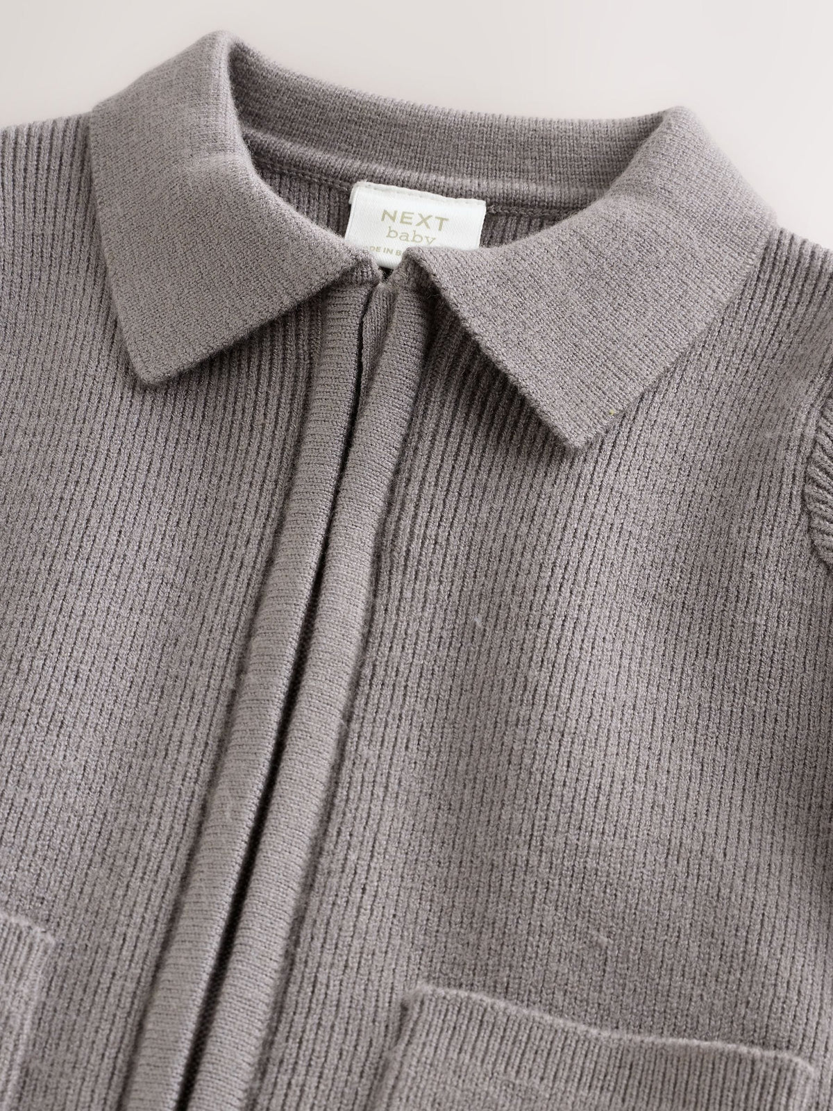 Charcoal Grey Zip front knitted Shacket (0mths-2yrs)
