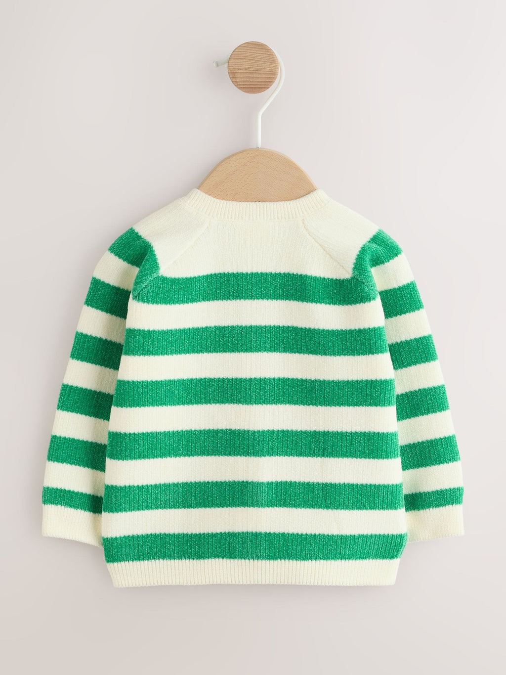 Green Striped Button Through Chenille Baby Cardigan (0mths-2yrs)