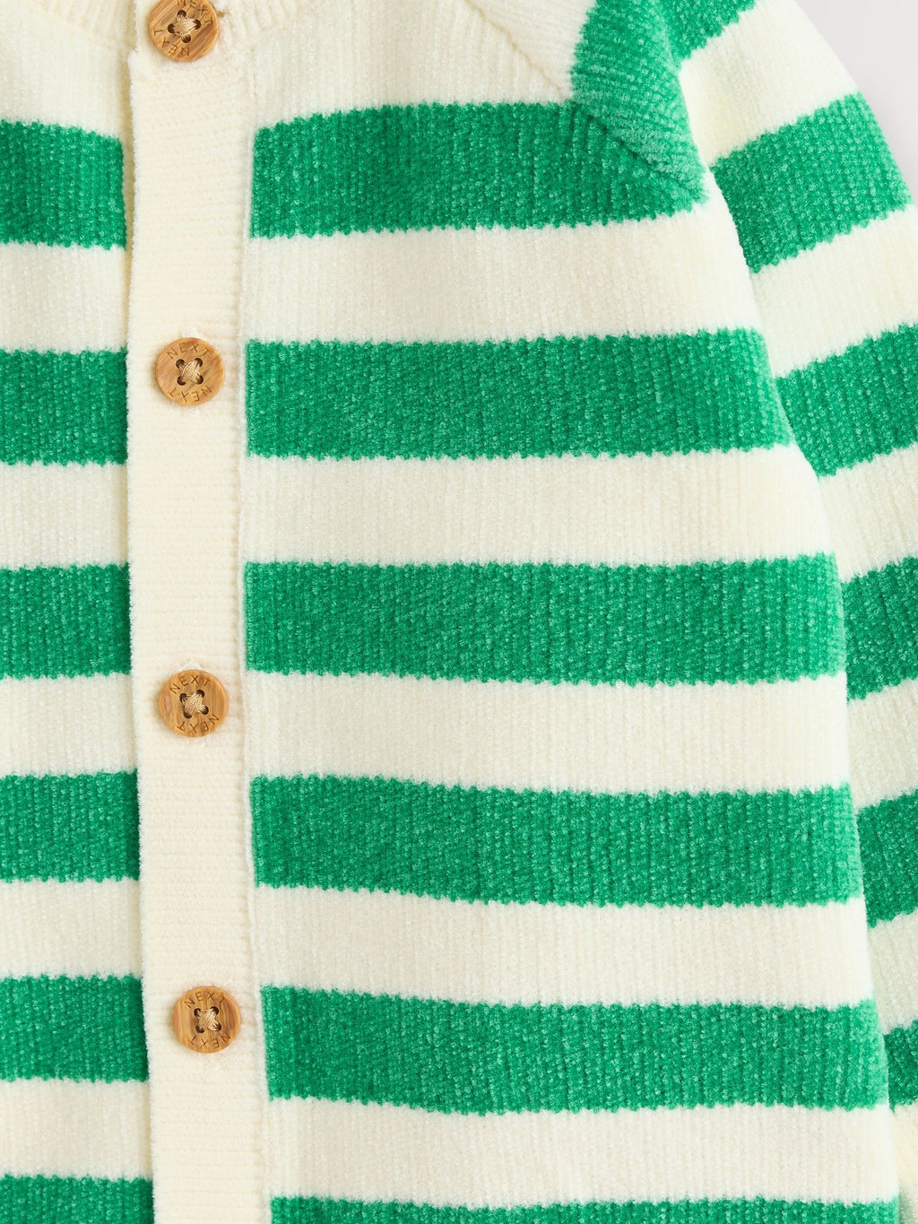 Green Striped Button Through Chenille Baby Cardigan (0mths-2yrs)