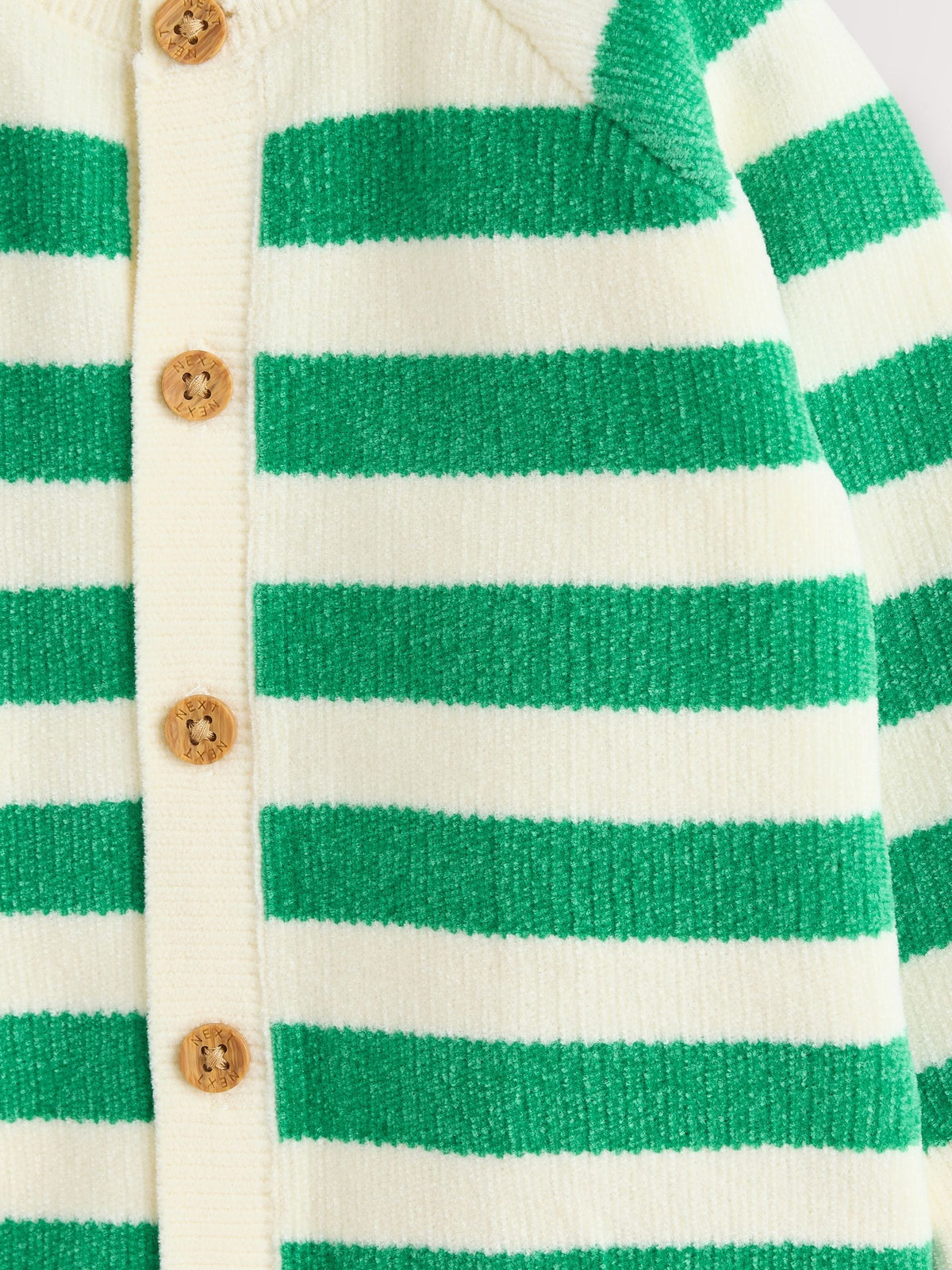 Green Striped Button Through Chenille Baby Cardigan (0mths-2yrs)