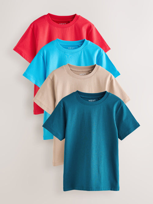 Blue/Red/Cement/Teal Short Sleeves T-Shirts 4 Pack (3-16yrs)