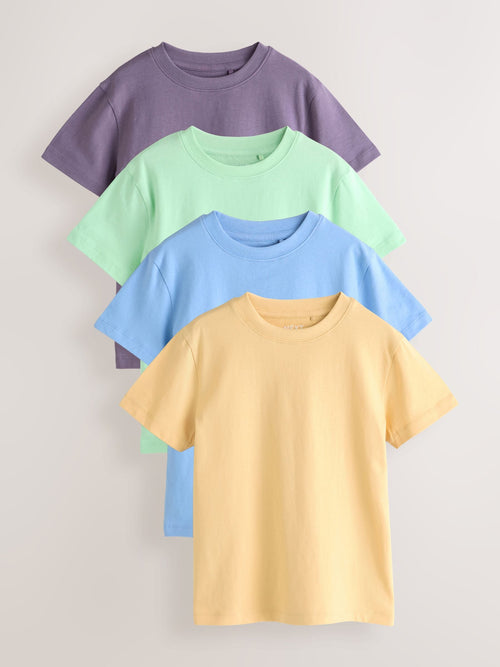 Green/Blue/Yellow/Purple Short Sleeves T-Shirts 4 Pack (3-16yrs)