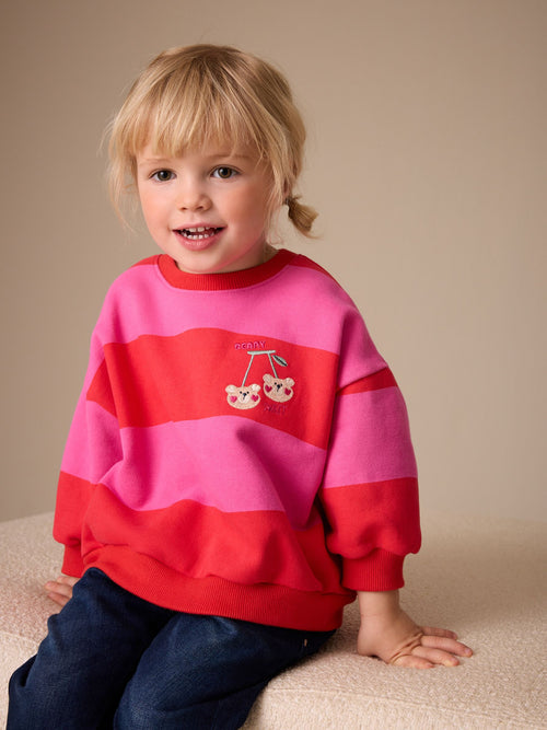 Red/Pink Stripe Crew Neck Sweatshirt (3mths-7yrs)