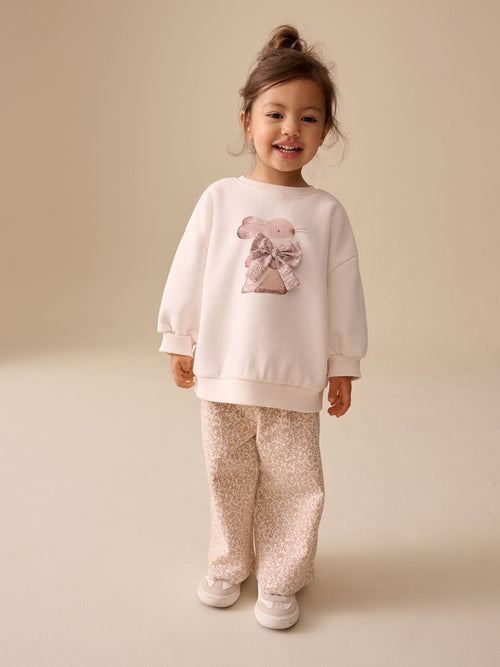 Cream Sweatshirt and Wide Leg Joggers Set (3mths-7yrs)
