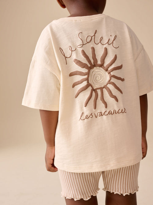 Ecru Sun Short Sleeve T-Shirt and Cycle Shorts Set (3mths-7yrs)