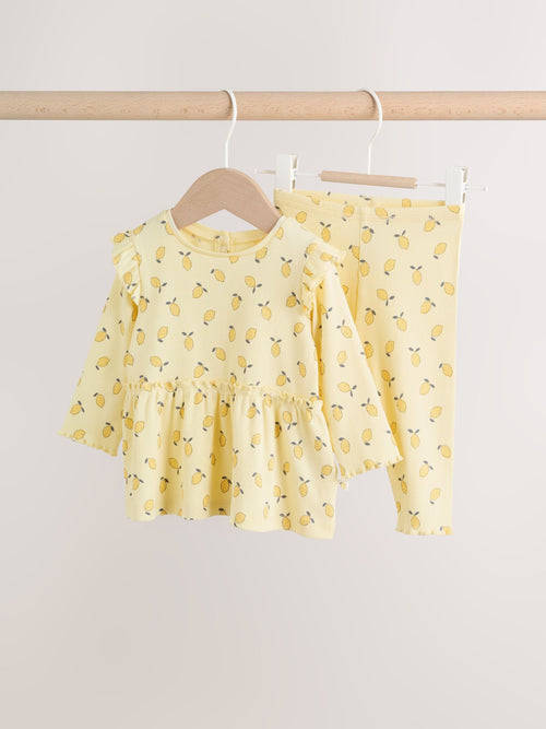Yellow Lemon Baby Long Sleeve Frill Top And Leggings Set (0mths-2yrs)