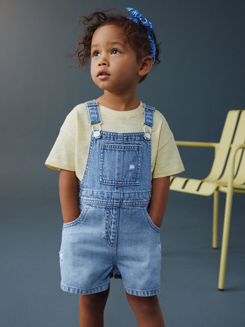 Mid Blue Plain Denim Dungarees (3mths-7yrs)