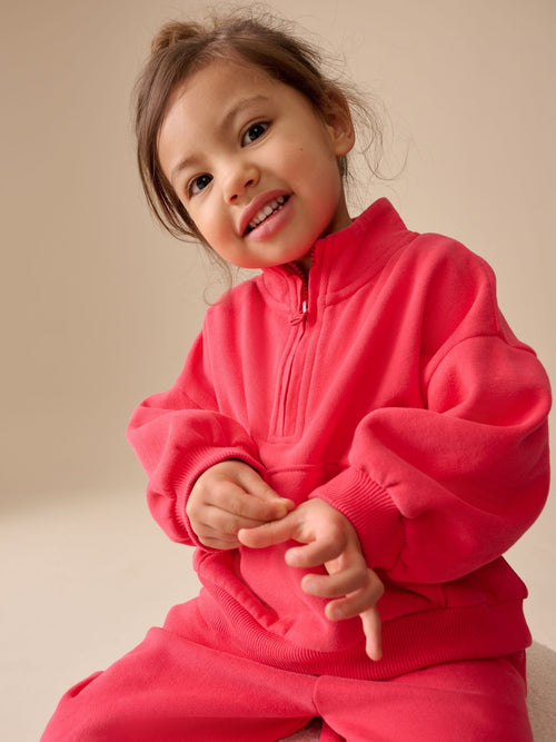 Coral PInk Quarter Zip Sweatshirt (3mths-7yrs)