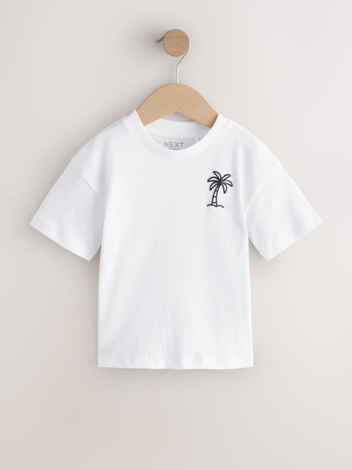 White Palm Tree Short Sleeve Small Graphic T-Shirt (3mths-7yrs)