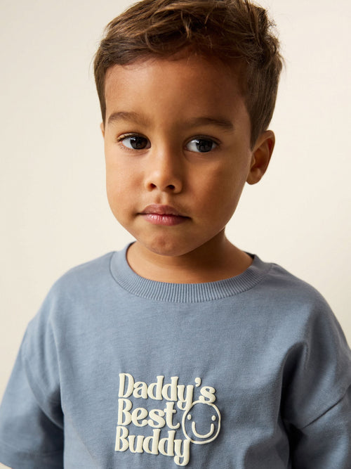 Blue Daddy's Best Buddy Short Sleeve Small Graphic T-Shirt (3mths-7yrs)