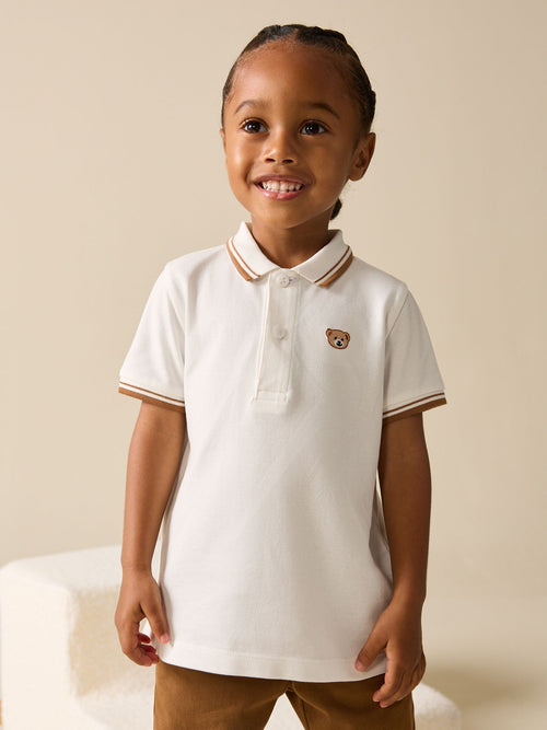 White Bear Embroidery Short Sleeve Polo Shirt (3mths-7yrs)