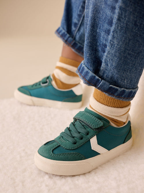 Dark Teal Standard Fit (F) Touch Fastening Elastic Lace Trainers