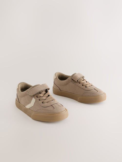 Neutral Brown Standard Fit (F) Touch Fastening Elastic Lace Trainers