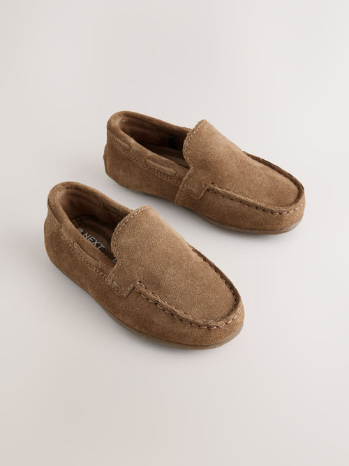 Tan Brown Suede Slip-Ons Loafer Shoes