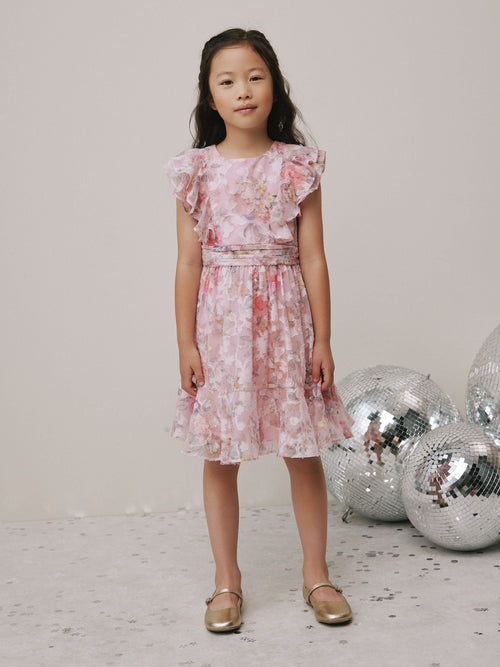 Pink Floral Ruffle Party Dress (3-16yrs)