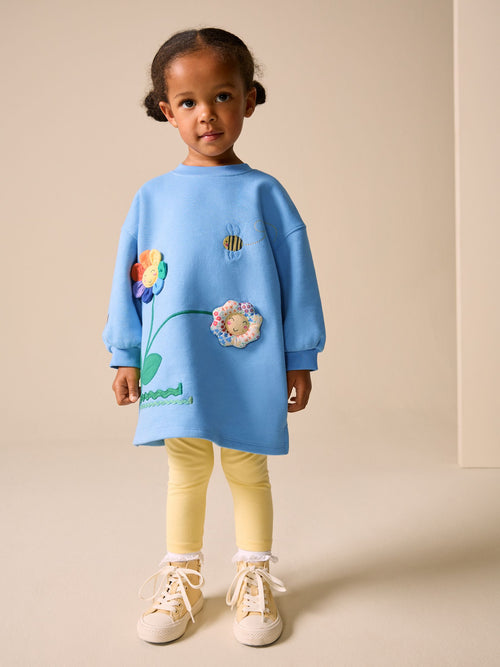 Blue Flower Relaxed Sweat Dress (3mths-7yrs)