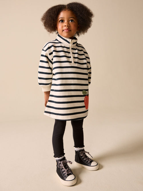 Monochrome Quarter Zip Sweat Dress (3mths-7yrs)