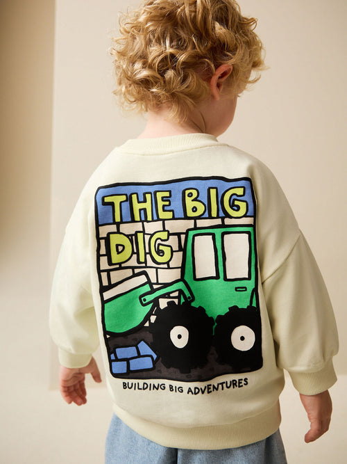 Buttermilk Yellow Digger Back Printed Crew Neck Sweat Top (3mths-7yrs)