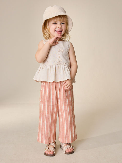 Neutral Embroidered Blouse And Trousers Co-ord Set (3mths-8yrs)