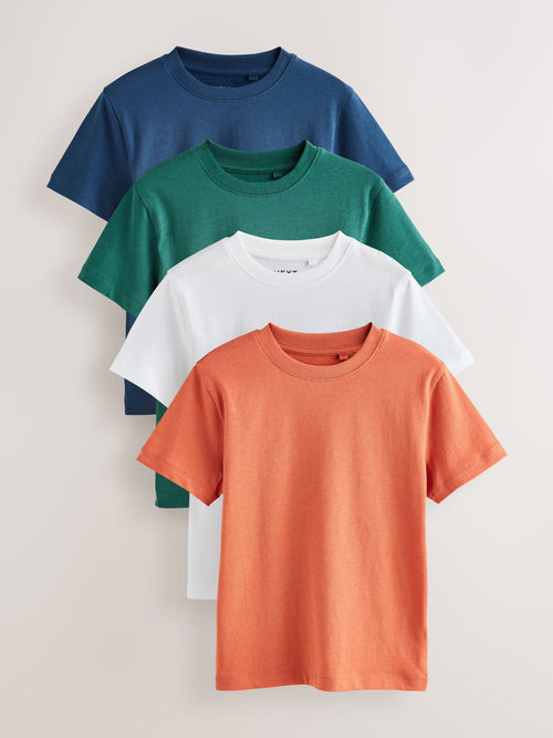 White/Navy/Green/Orange Short Sleeves T-Shirts 4 Pack (3-16yrs)