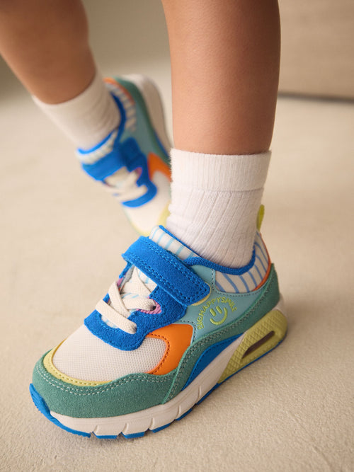 Blue/Green Standard Fit (F) Elastic Lace Trainers
