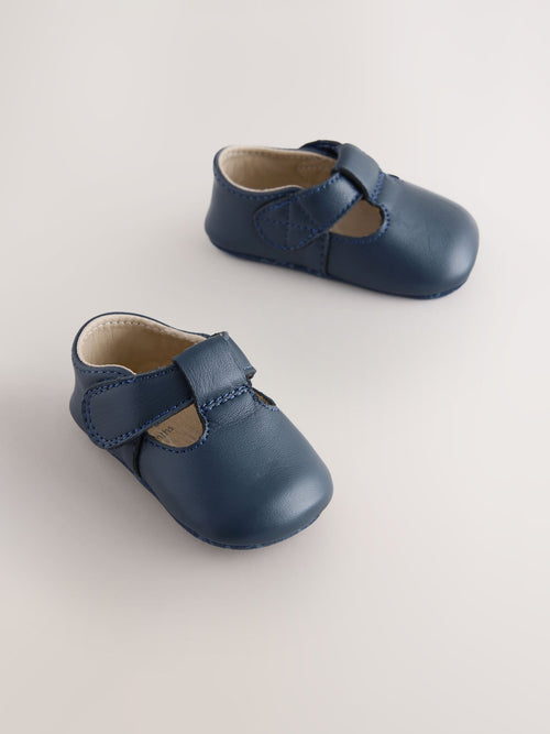 Navy T-Bar Baby Shoes (0-2mths)