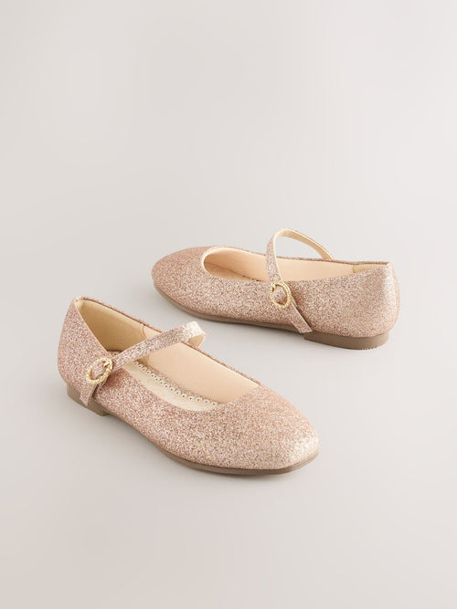 Rose Gold Glitter Wide Fit (G) Mary Jane Occasion Shoes