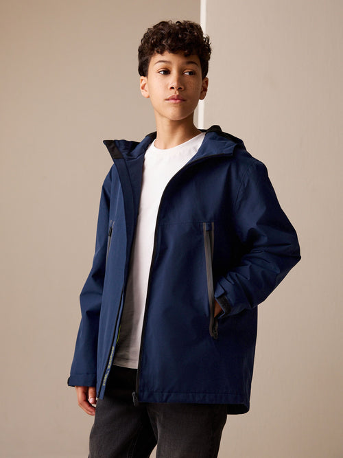 Navy Blue Waterproof Fleece Lined Hooded Jacket (3-17yrs)