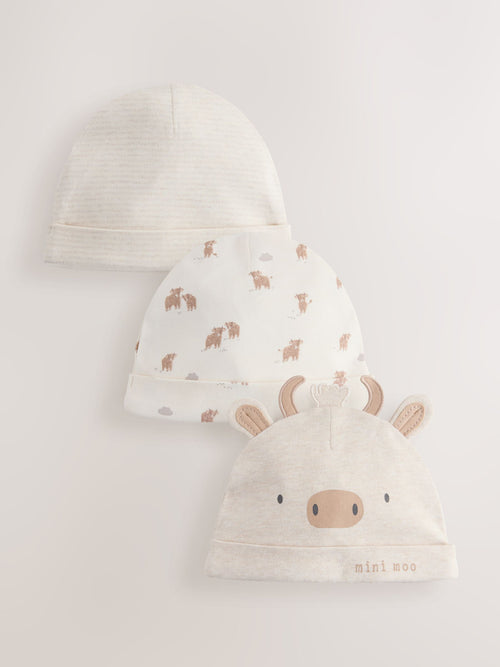 Neutral Hamish Baby Beanies 3 Pack (0-12mths)