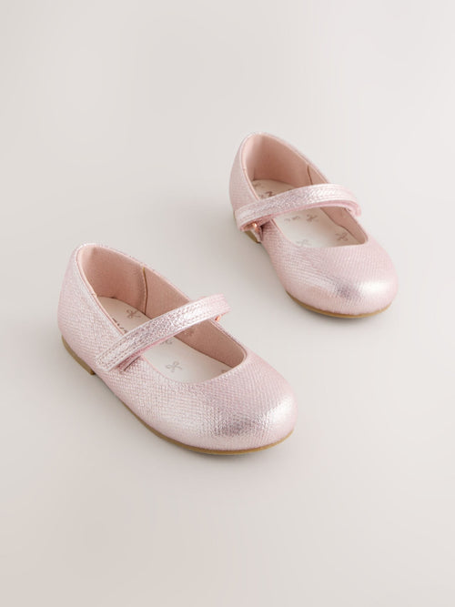 Pink Wide Fit (G) Mary Jane Touch Fastening Occasion Shoes
