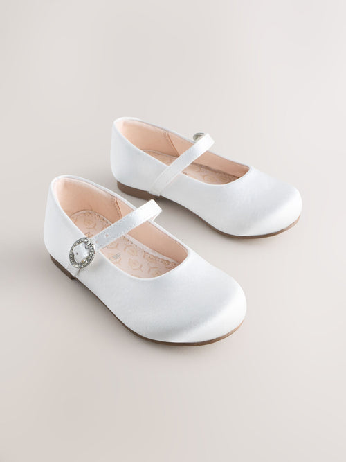White Standard Fit (F) Flower Girl Occasion Mary Jane Shoes