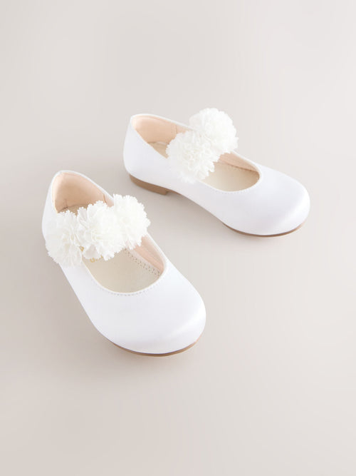 White Wide Fit (G) Satin Flower Girl Occasion Mary Jane Shoes