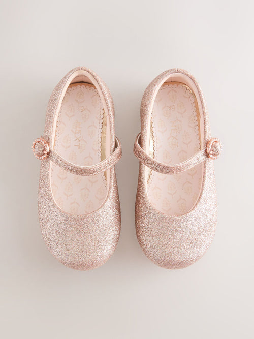Pink Glitter Standard Fit (F) Flower Girl Occasion Mary Jane Shoes
