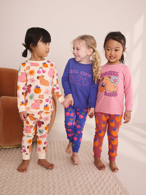 Cobalt Capybara Print Snuggle Pyjamas 3 Pack (9mths-12yrs)
