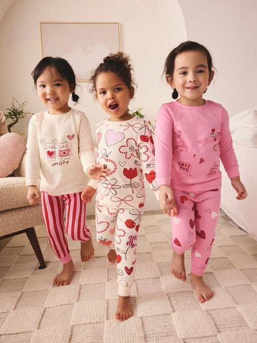 Pink/Red Snuggle Pyjamas 3 Pack (9mths-12yrs)